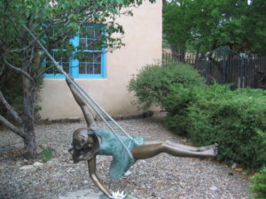 Girls on a Swing sculpture in Santa Fe
