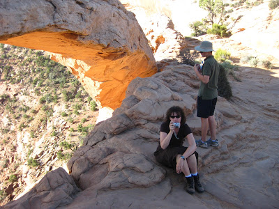 Taking pictures of taking pictures at Mesa Arch in Canyonlands