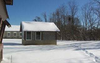 barn studio at VCCA in the snow