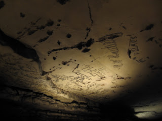 candle smoke writing in Mammoth cave