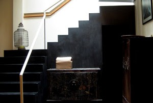 black modern stairway in Shanghai lane house