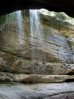 Behind the waterfall in LaSalle Canyon
