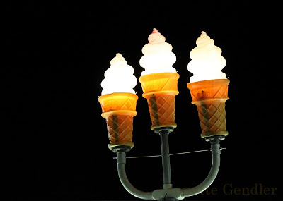Ice cream cone lights at night
