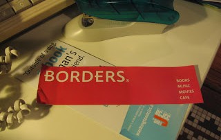 Red book mark from Borders bookstore