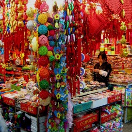 red shop in dry goods market Shanghai