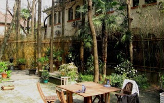 Garden courtyard in Spanish Colonial House in Shanghai