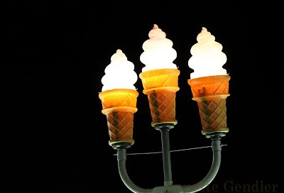 Ice cream cone lights at night