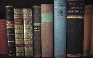 Old German books on book shelf