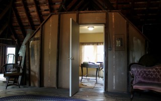 open door to sunny studio in the attic of the Hemingway Birthplace Home in Oak Park, Illinois