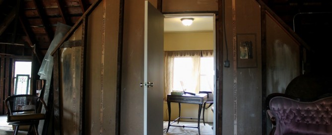 open door to sunny studio in the attic of the Hemingway Birthplace Home in Oak Park, Illinois