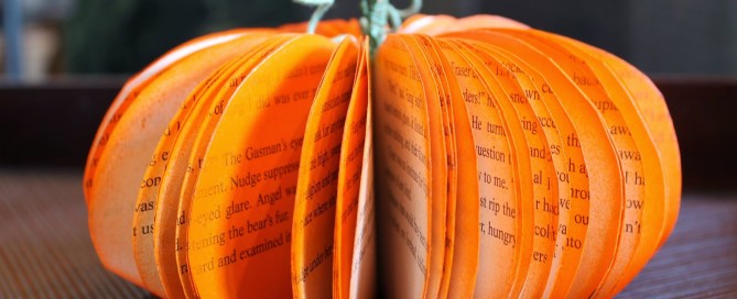 paper pumpkin made from old book