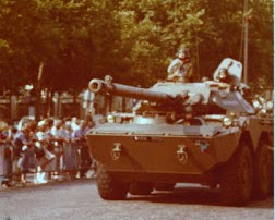 tanks rolling down the Champs Elysees in Paris for Bastille Day 1982