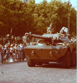 tanks rolling down the Champs Elysees in Paris for Bastille Day 1982